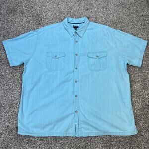 Vintage Men’s St. John’s Bay Teal Button Up Short Sleeve Shirt Size 3XL‎